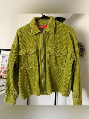 Vintage Corduroy Y2K Green Zip Up Jacket